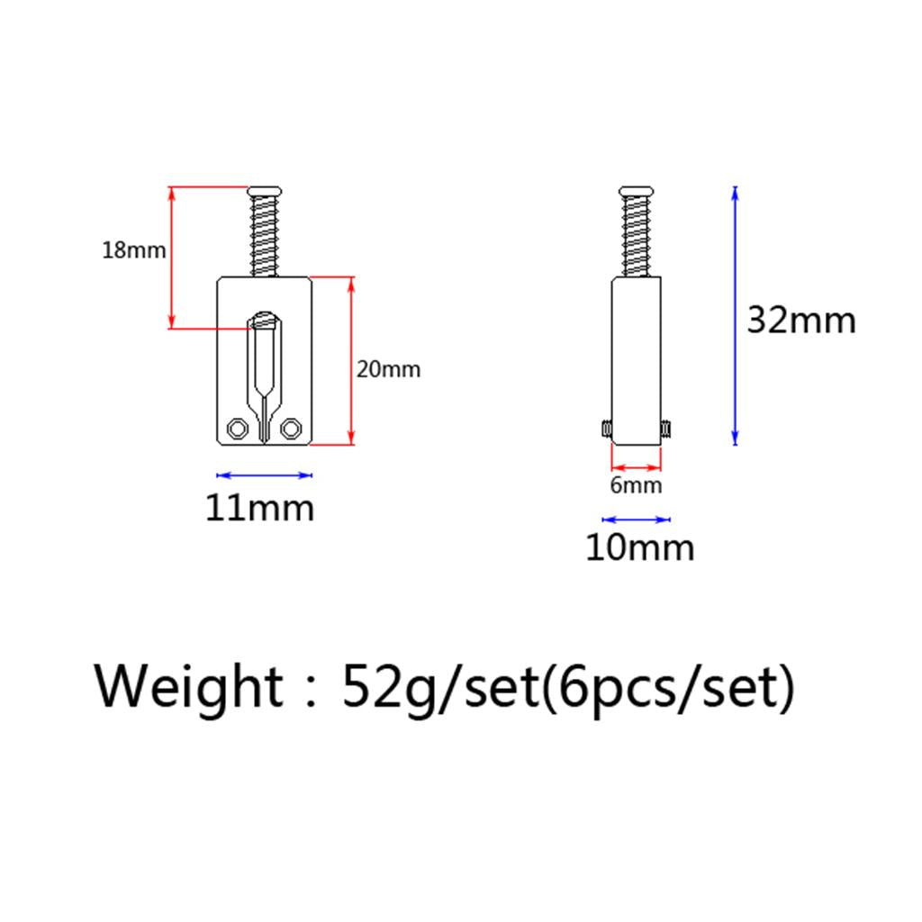 6 Pieces Metal Roller Bridge Saddles Guitar Tremolo Saddles Black