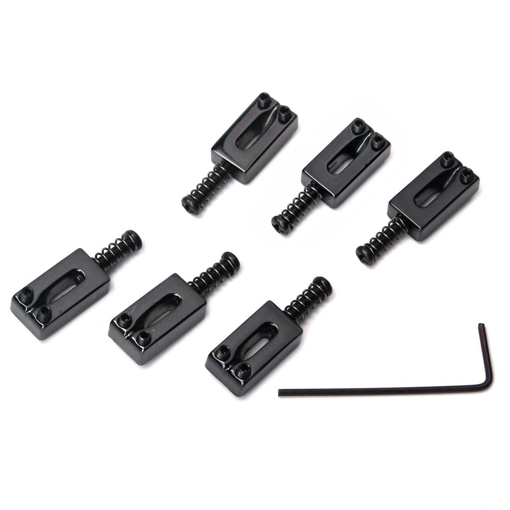6 Pieces Metal Roller Bridge Saddles Guitar Tremolo Saddles Black