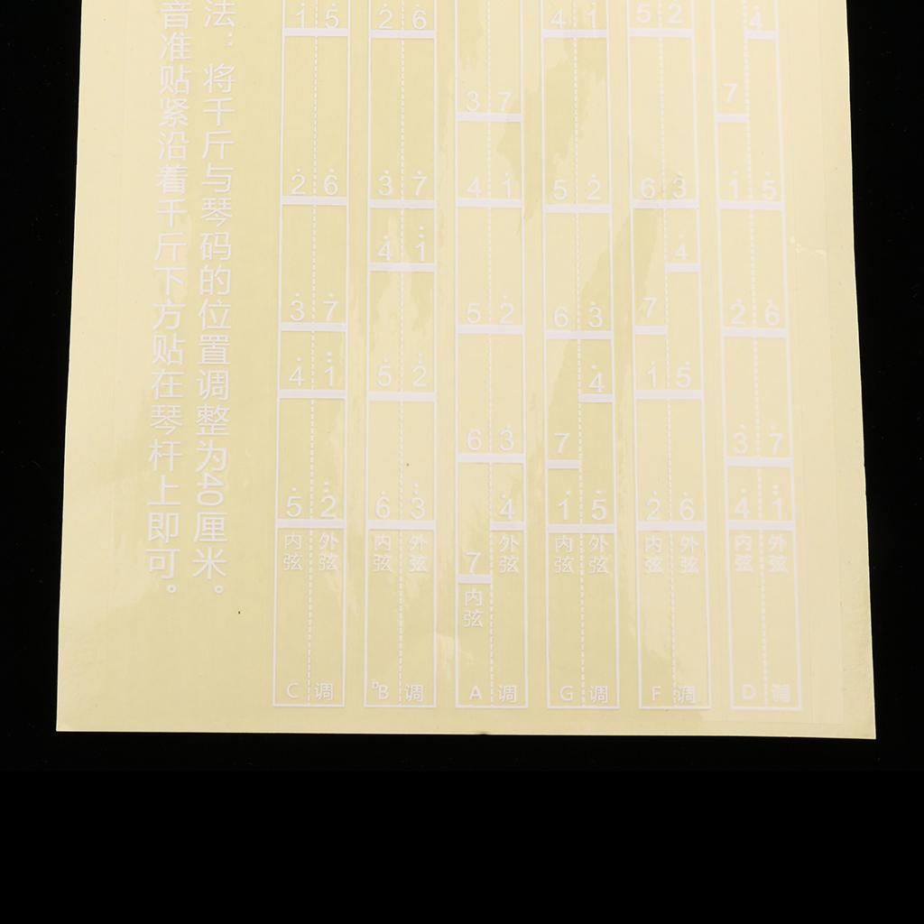 Note Position Chart Sticker Protectors Decal Sticker for Erhu Players 40cm