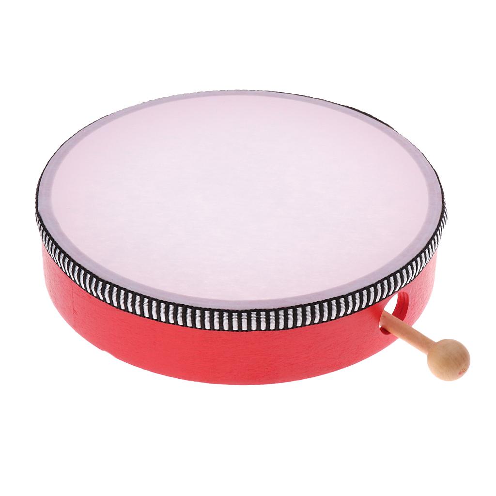 1 Set Hand Percussion Snare Drum with Sticks Kids Musical Toys Red 8inch