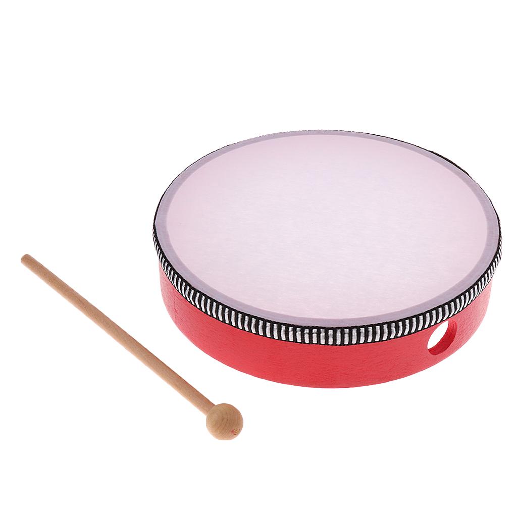 1 Set Hand Percussion Snare Drum with Sticks Kids Musical Toys Red 8inch