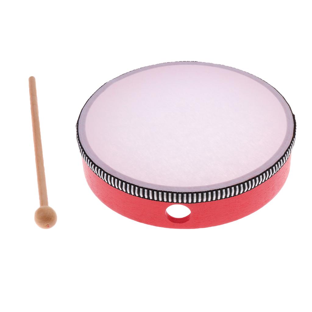 1 Set Hand Percussion Snare Drum with Sticks Kids Musical Toys Red 8inch