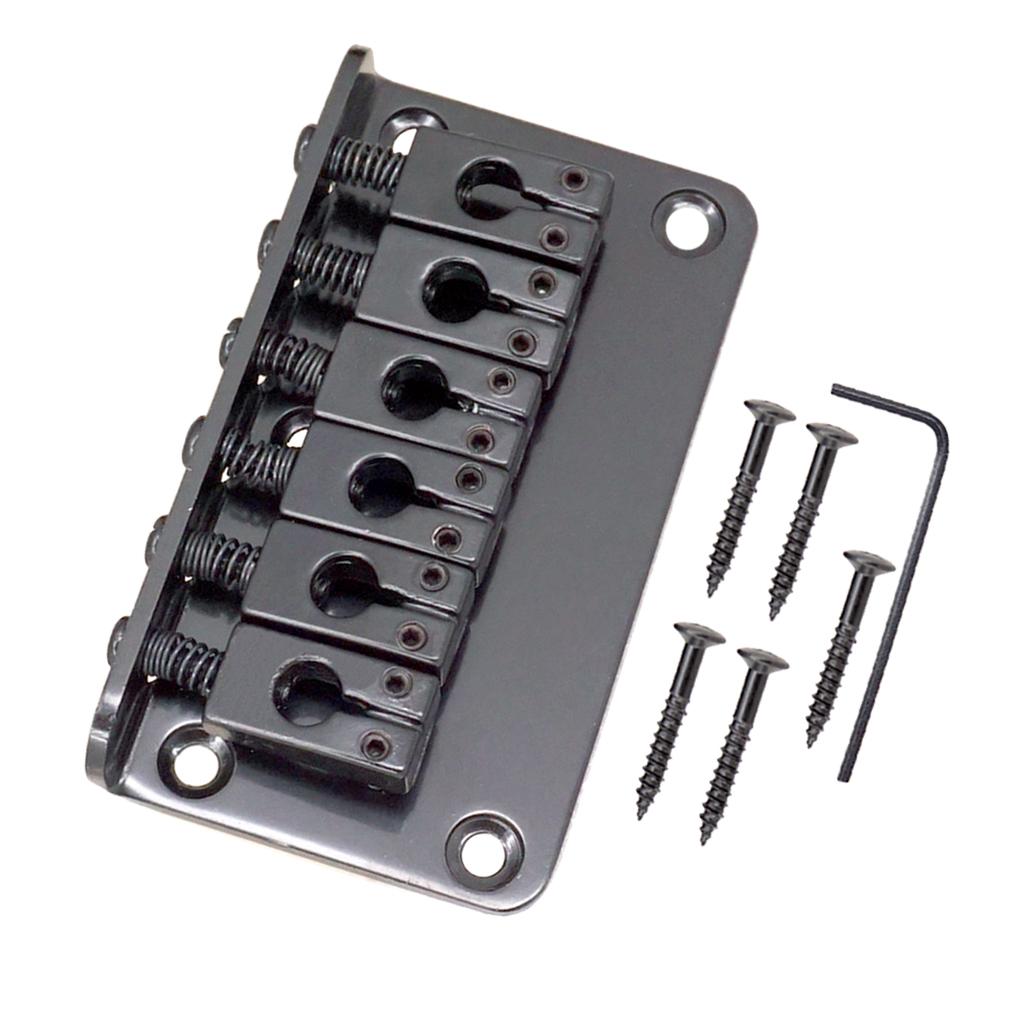 1 Set Roller Saddle Bridge Tailpiece for 6 String Electric Guitar Black