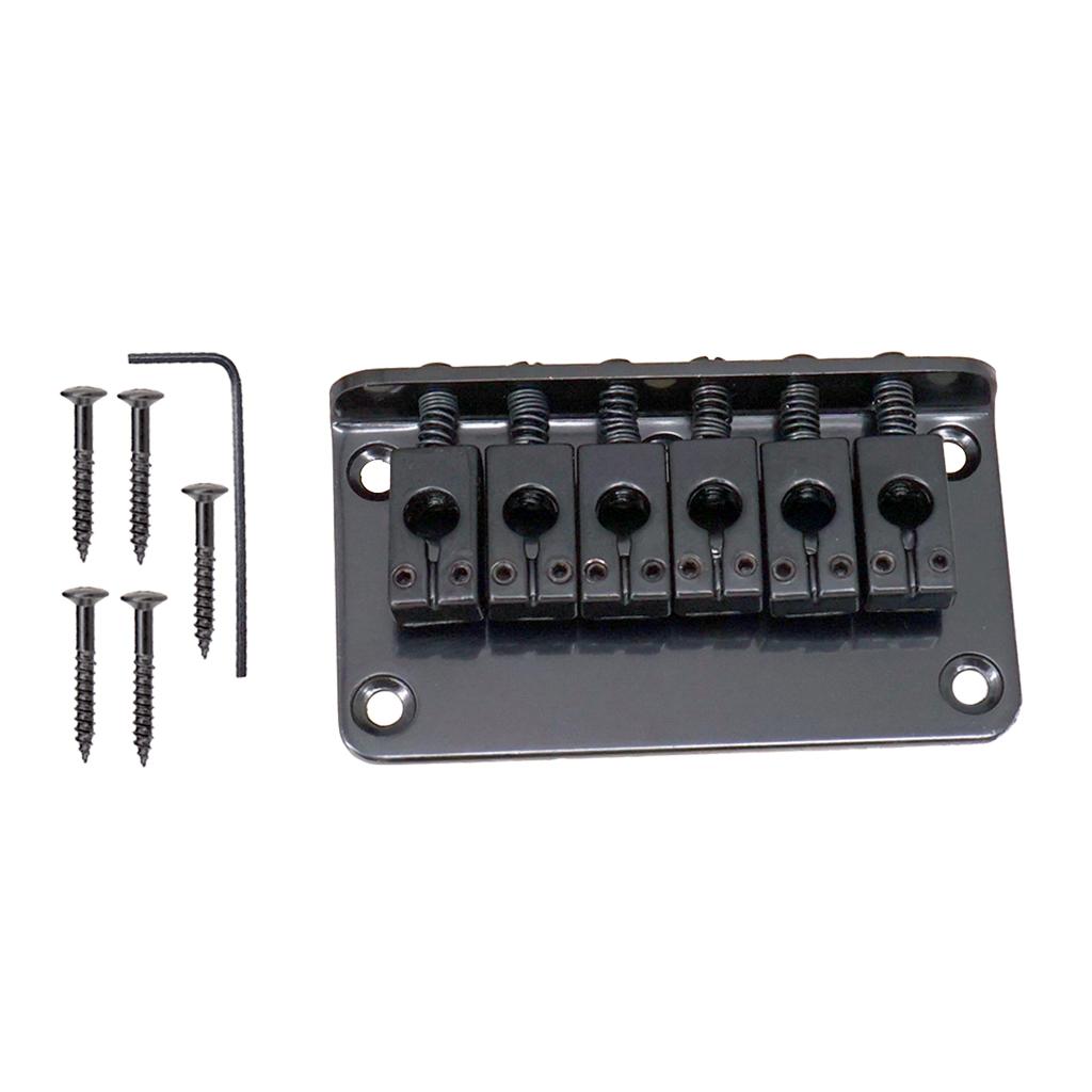 1 Set Roller Saddle Bridge Tailpiece for 6 String Electric Guitar Black