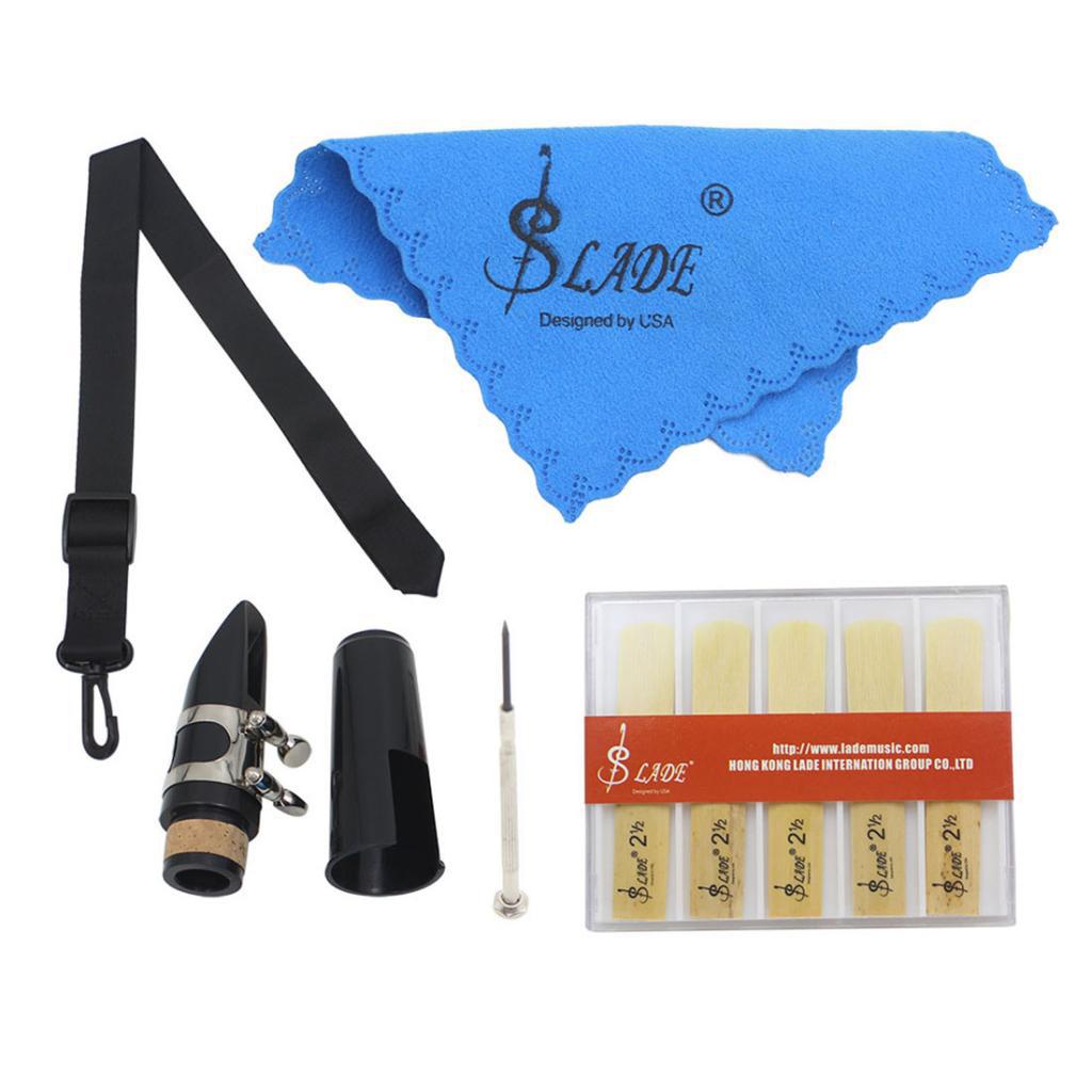 LADE 6 PCS Set Mouthpiece Neck Strap Clarinet Cap Cleaning Cloth Reeds Parts