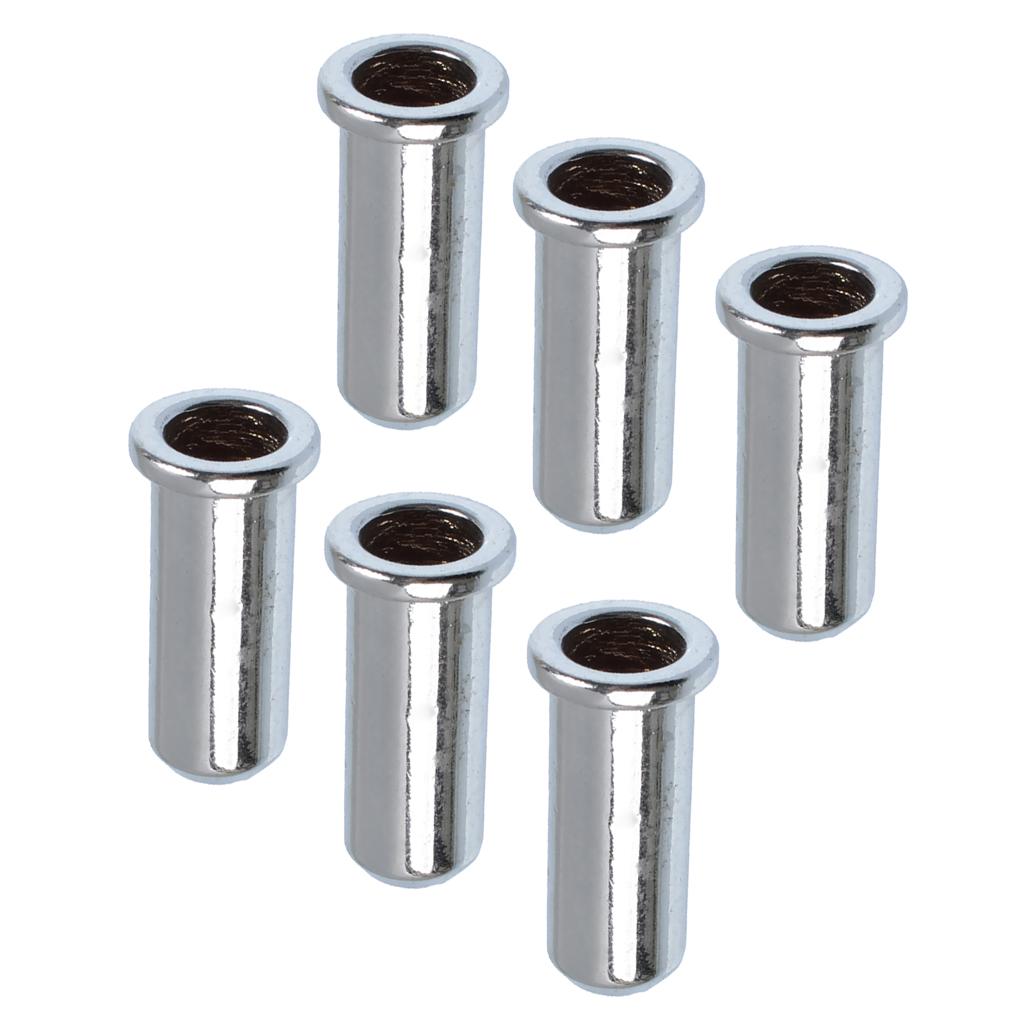 6 Pieces Bass String Mounting Ferrules for Electric Bass Parts Chrome