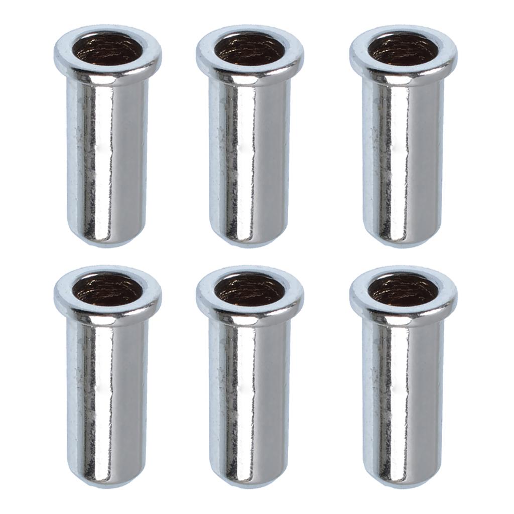 6 Pieces Bass String Mounting Ferrules for Electric Bass Parts Chrome