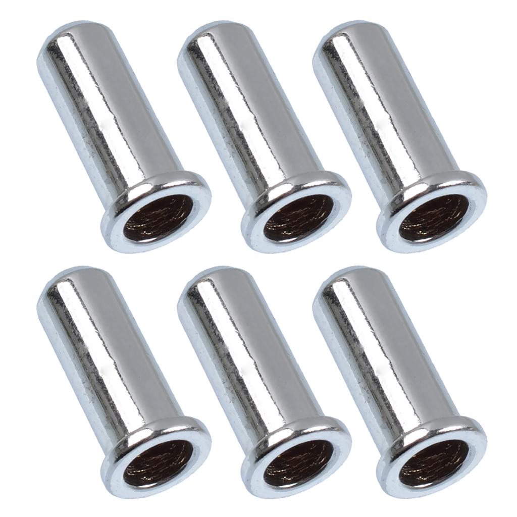 6 Pieces Bass String Mounting Ferrules for Electric Bass Parts Chrome
