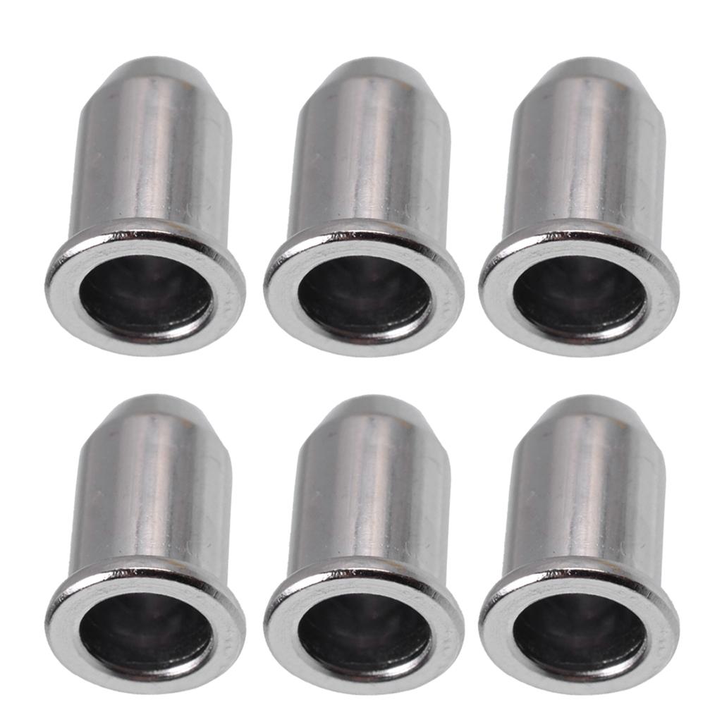 6Pcs Iron Through Body Guitar String Mounting Ferrules Bushing Chrome