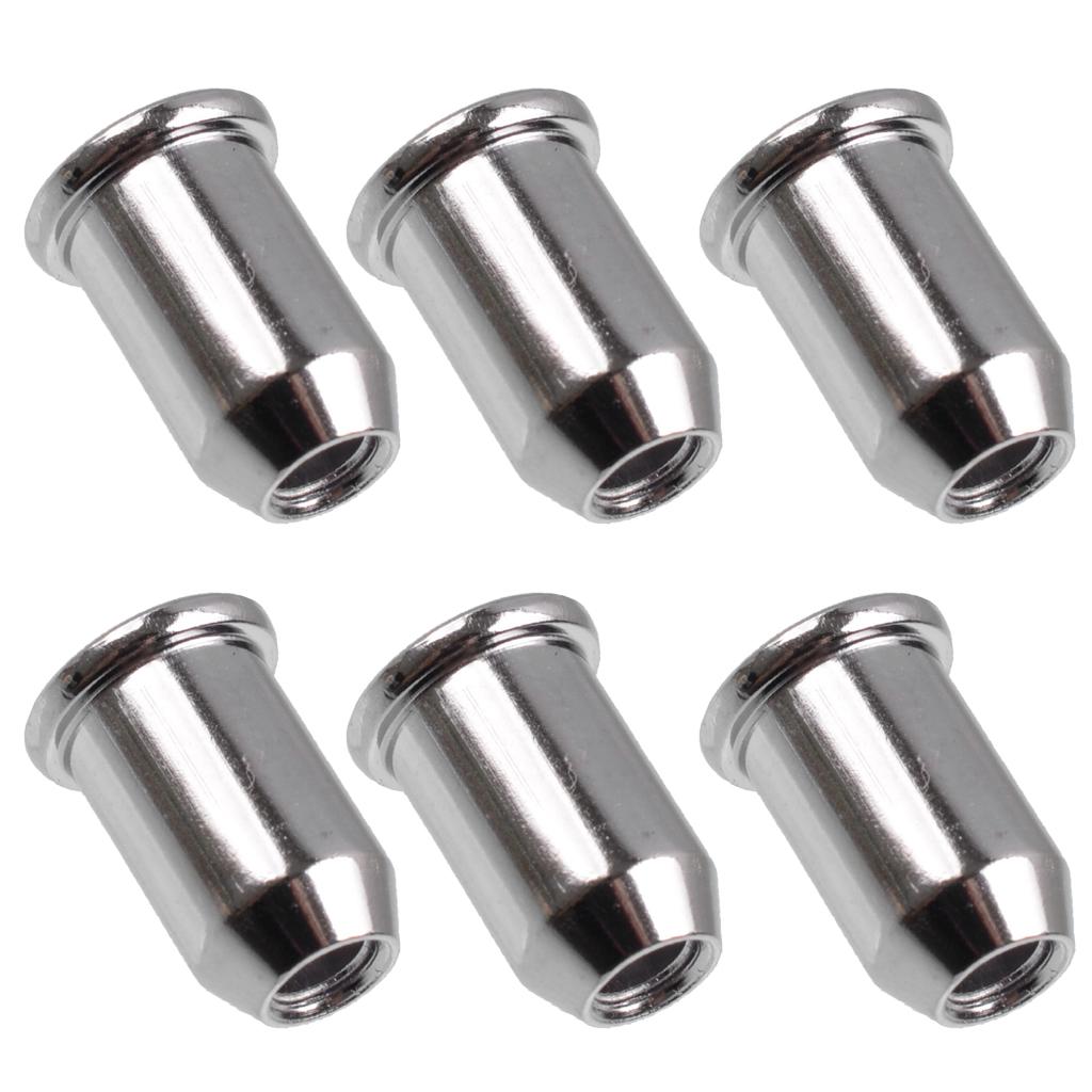 6Pcs Iron Through Body Guitar String Mounting Ferrules Bushing Chrome