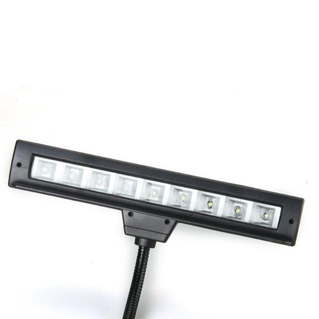 Black Music Stand Clip On Orchestra 9 White LED Book Reading Light Lamp
