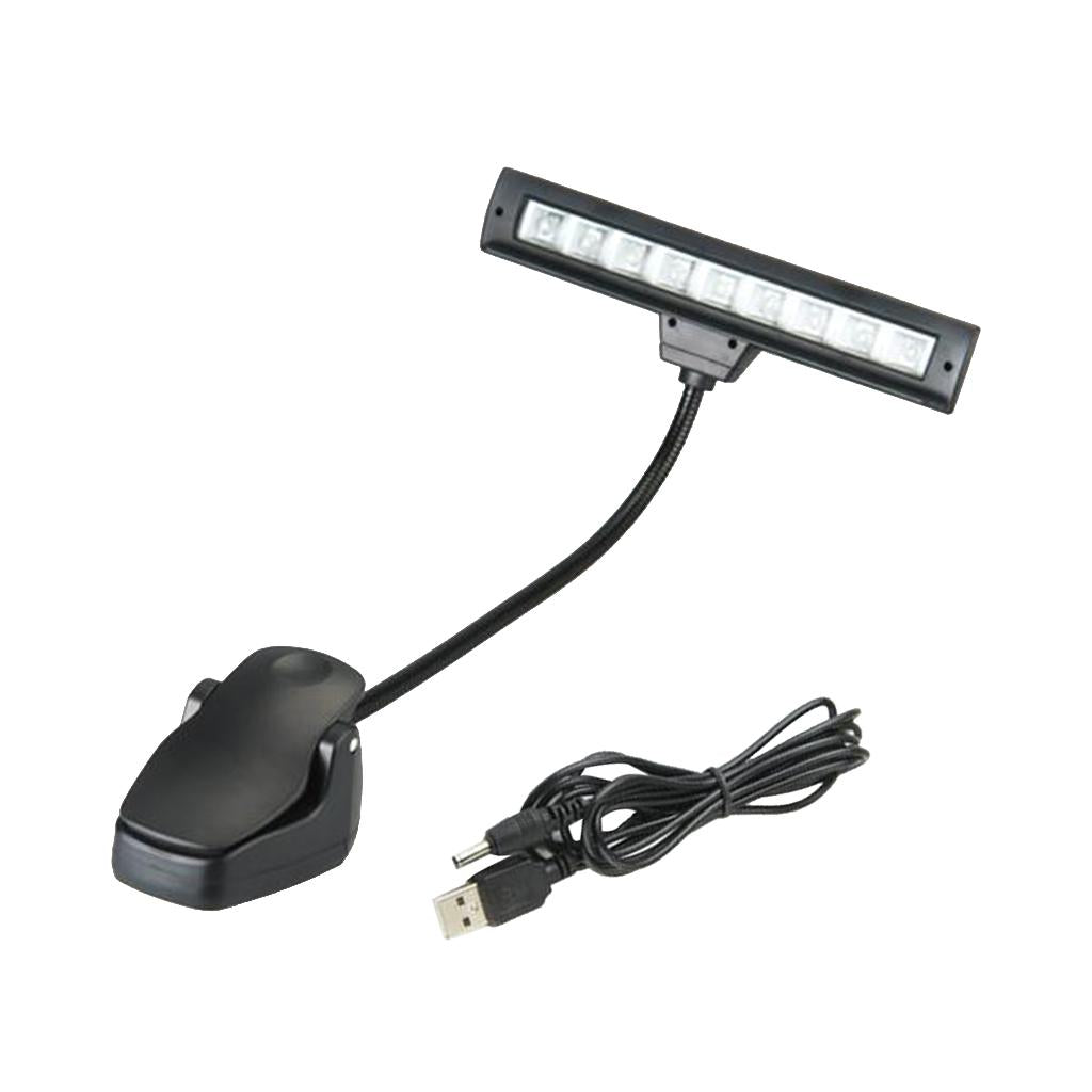 Black Music Stand Clip On Orchestra 9 White LED Book Reading Light Lamp