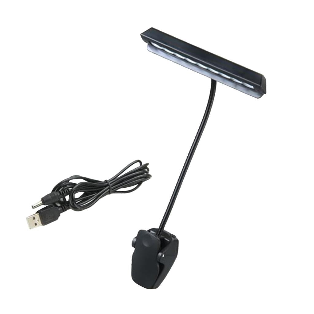 Black Music Stand Clip On Orchestra 9 White LED Book Reading Light Lamp