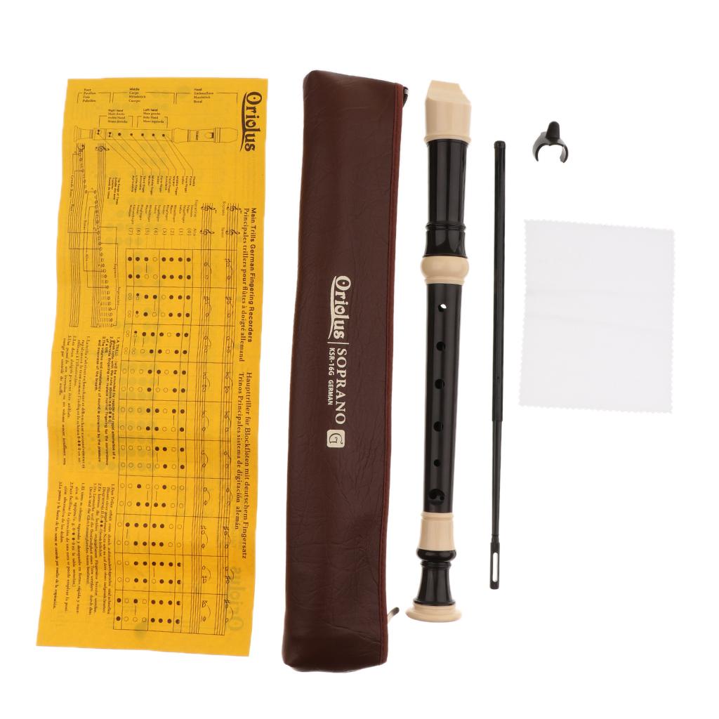 8 Holes Soprano Recorder with Bag Cleaning Rod Cloth German Style