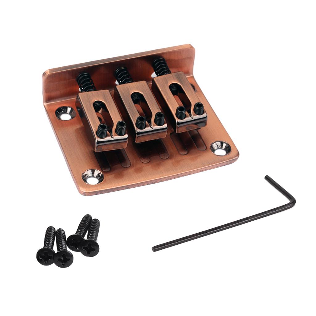 Adjustable 3 String Guitar Hardtail Bridge for Cigar Box Guitar Red Bronze