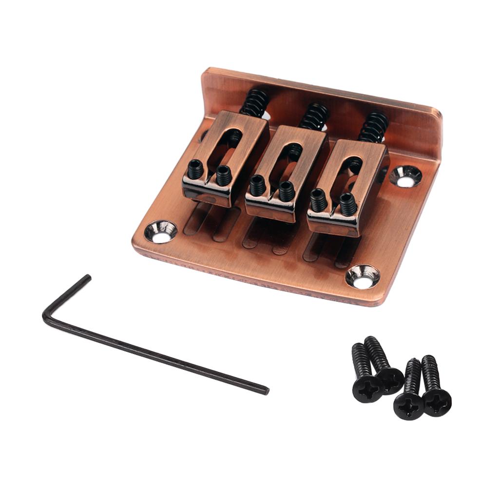 Adjustable 3 String Guitar Hardtail Bridge for Cigar Box Guitar Red Bronze