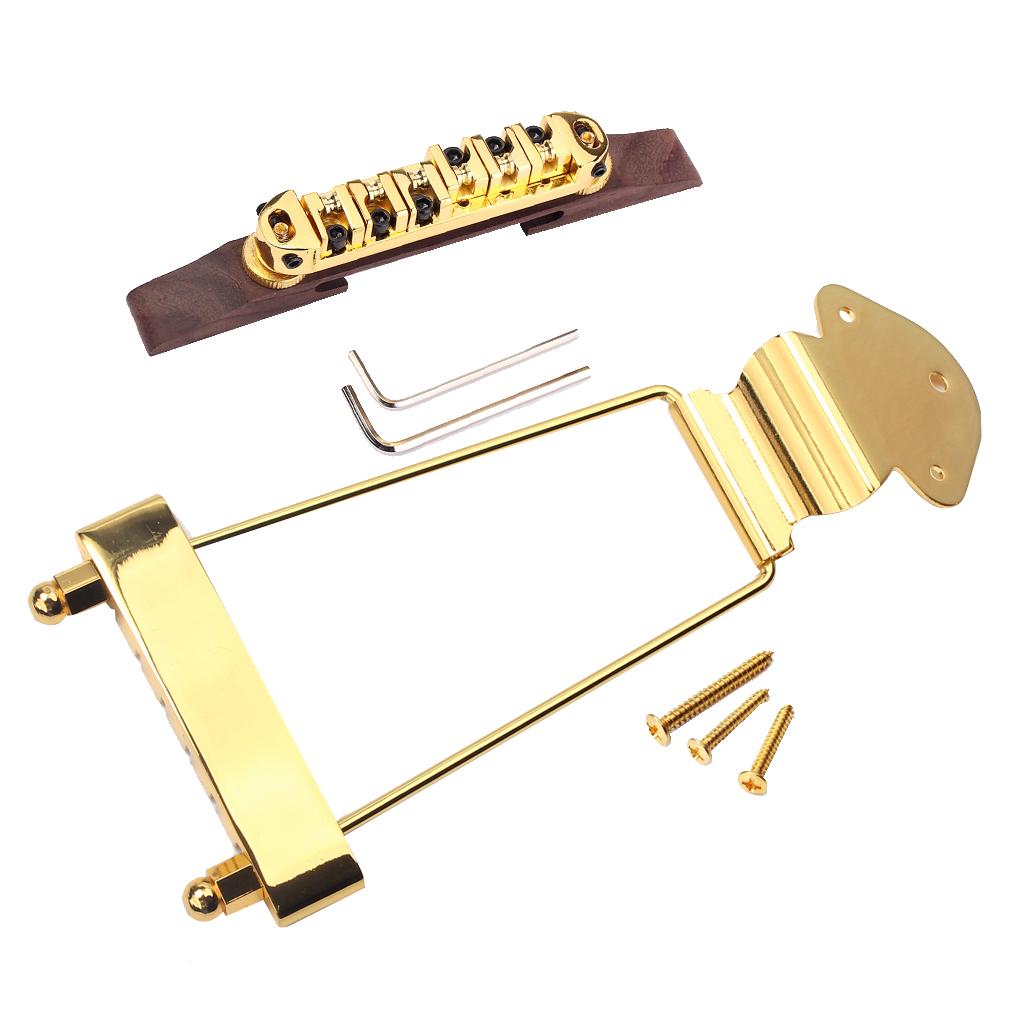 1 Set 6 String Archtop Jazz Guitar Bridge Tailpiece for Jazz Guitar Gold
