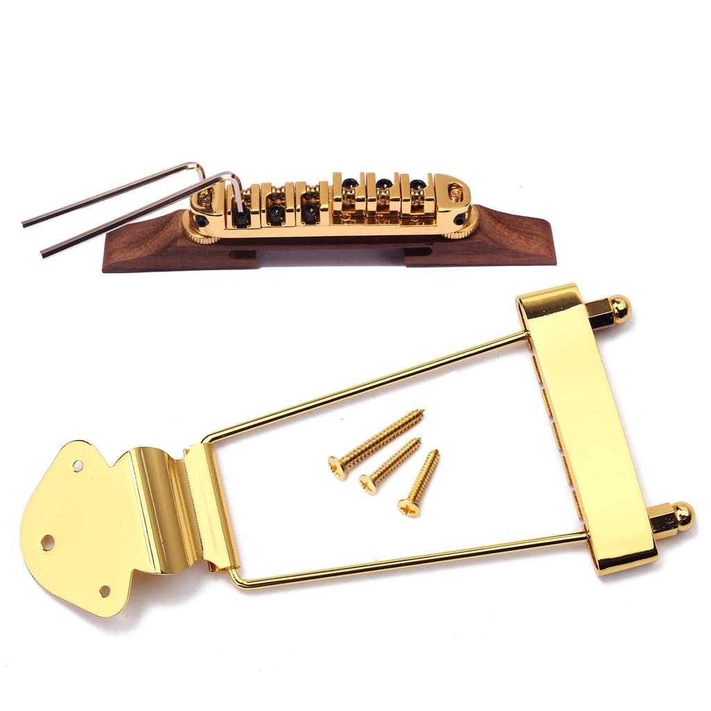 1 Set 6 String Archtop Jazz Guitar Bridge Tailpiece for Jazz Guitar Gold