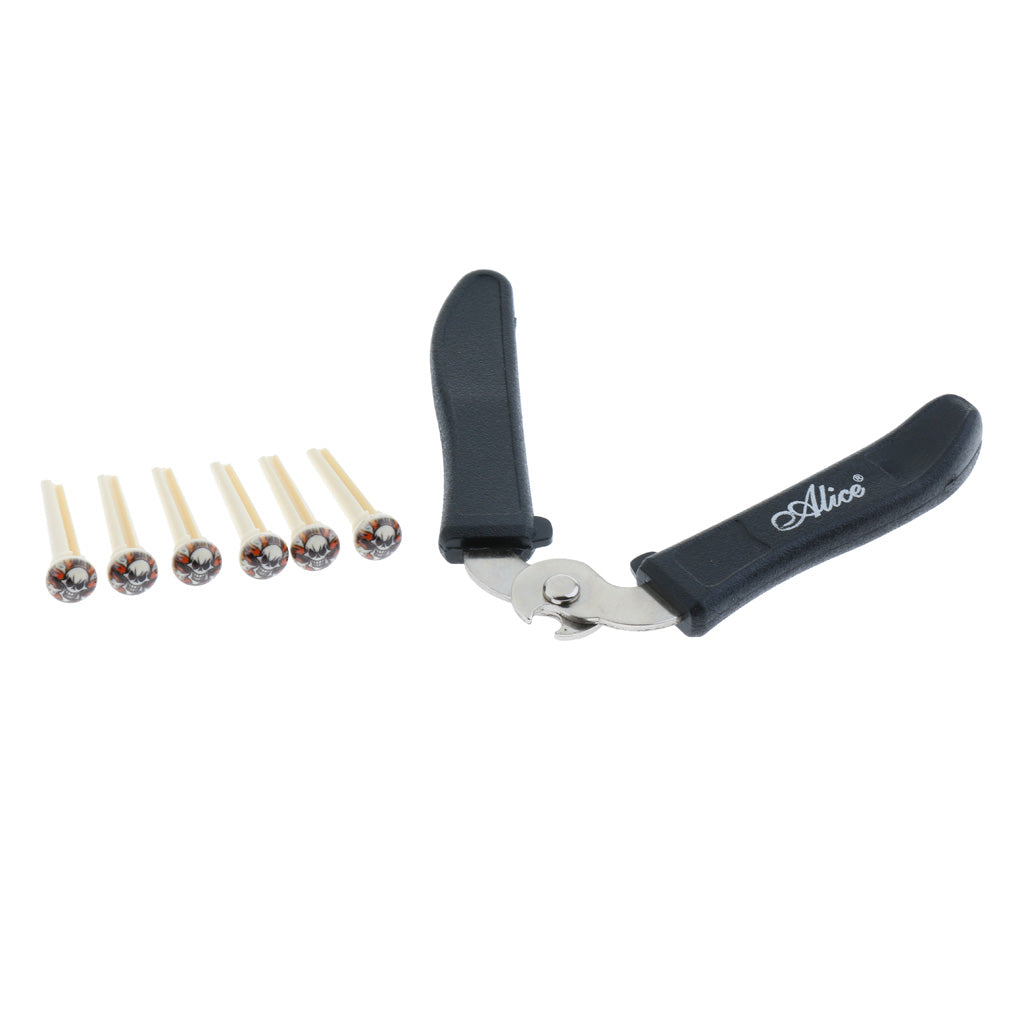 3 in 1 Guitar String Winder Cutter Bridge Pin Puller+Bridge Pins Repair Tool