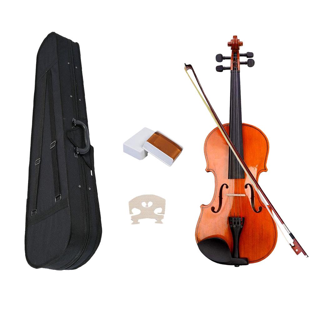 Natural Acoustic Violin Fiddle with Case Bow Rosin Stringed Instrument 1-4