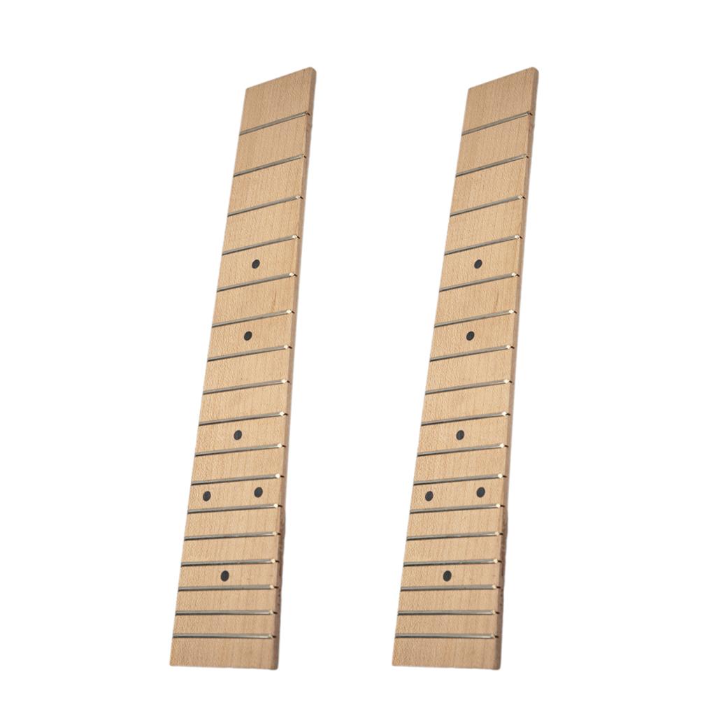 2 Pcs Solid Wood Maple 17 Frets Ukulele Fingerboard Fretboard for 21Ukulele"