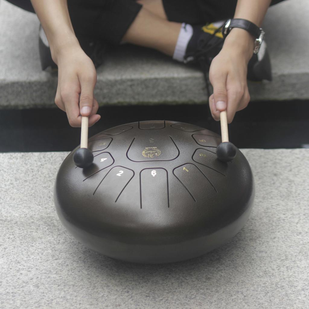 12'' Steel Tongue Drum Handpan with Mallets Bag for Yoga Meditation Coffee