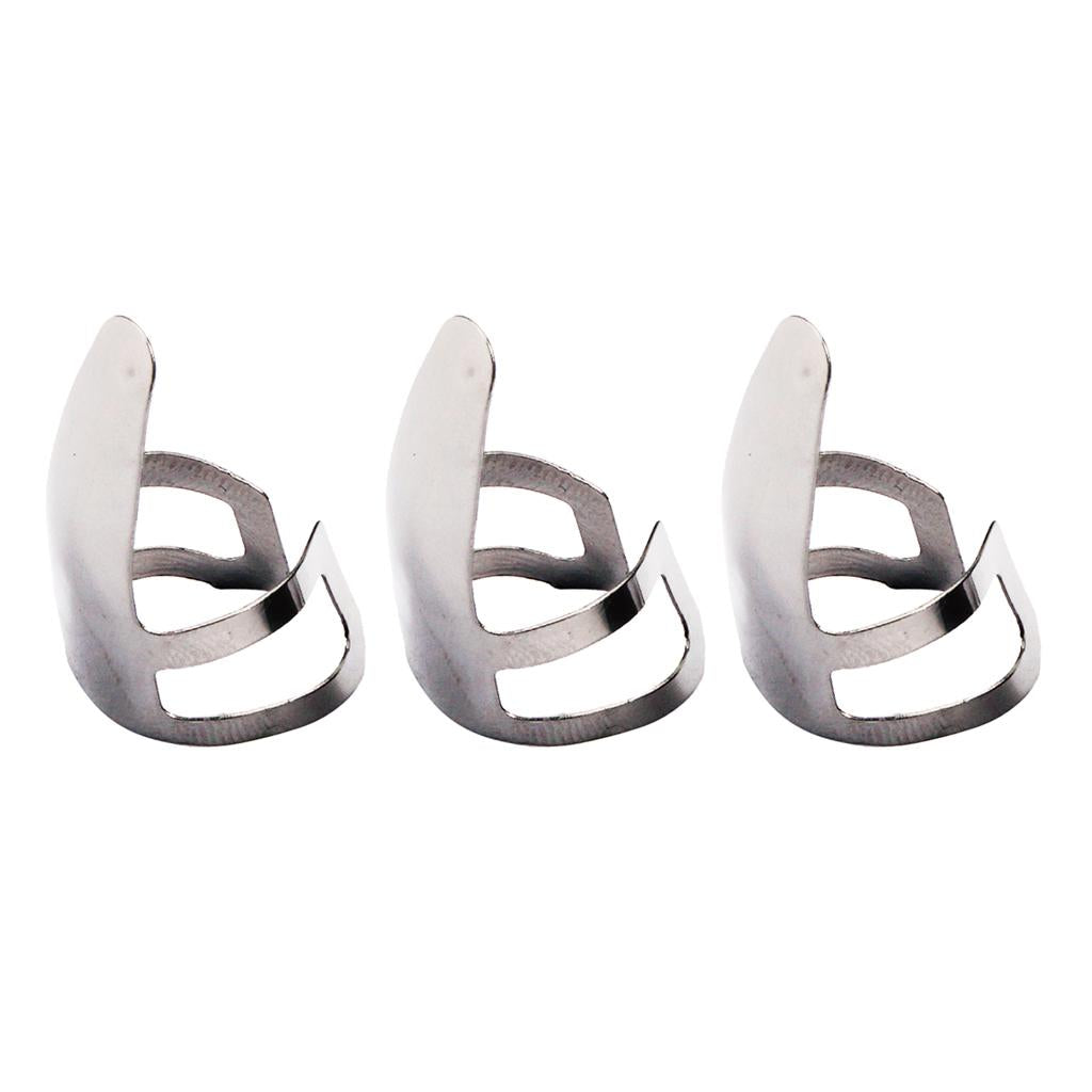 3 Pcs Guitar Finger Pick Plectrums Slide Stainless Steel for Banjo Ukulele