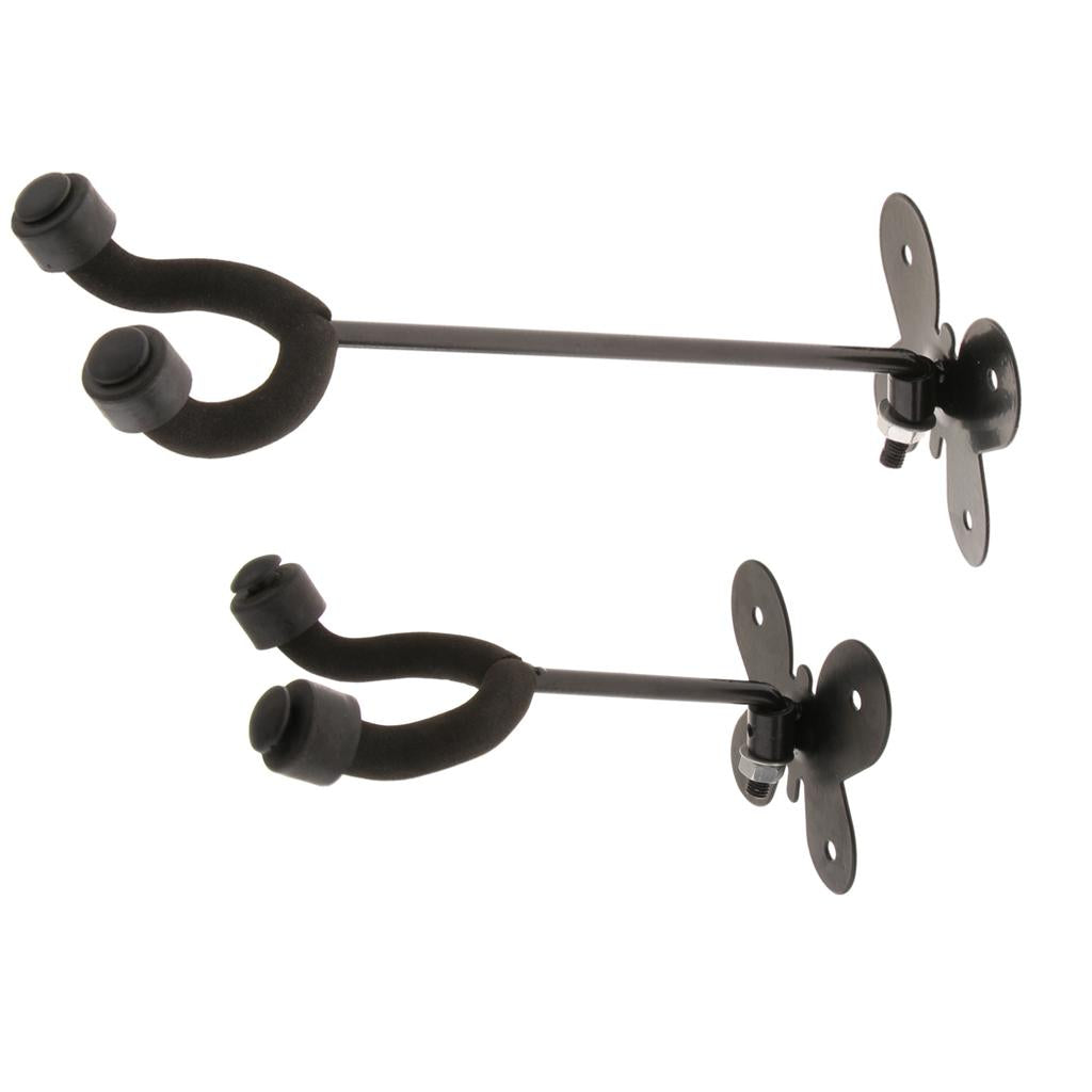 Black Guitar Bass Wall Hanger Safety Wall Mount Holder Slatwall
