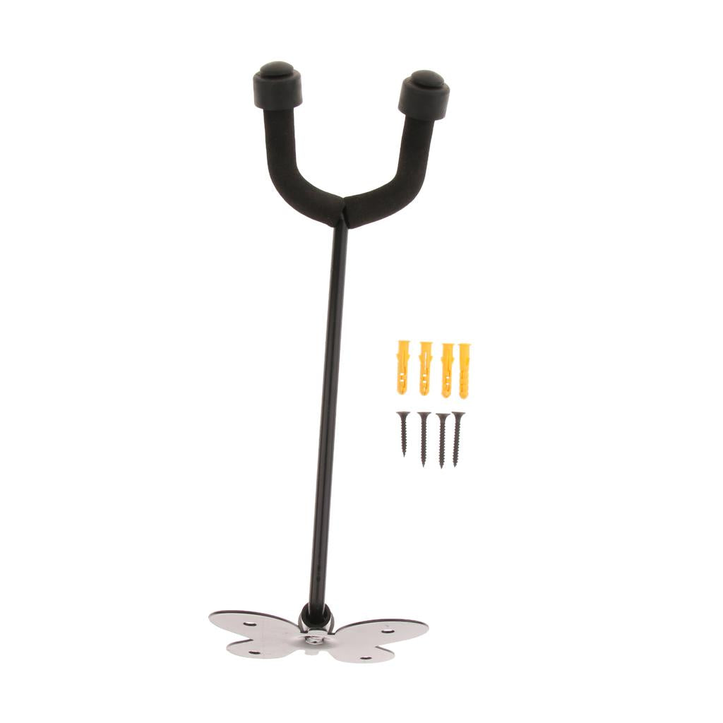 Black Guitar Bass Wall Hanger Safety Wall Mount Holder Slatwall