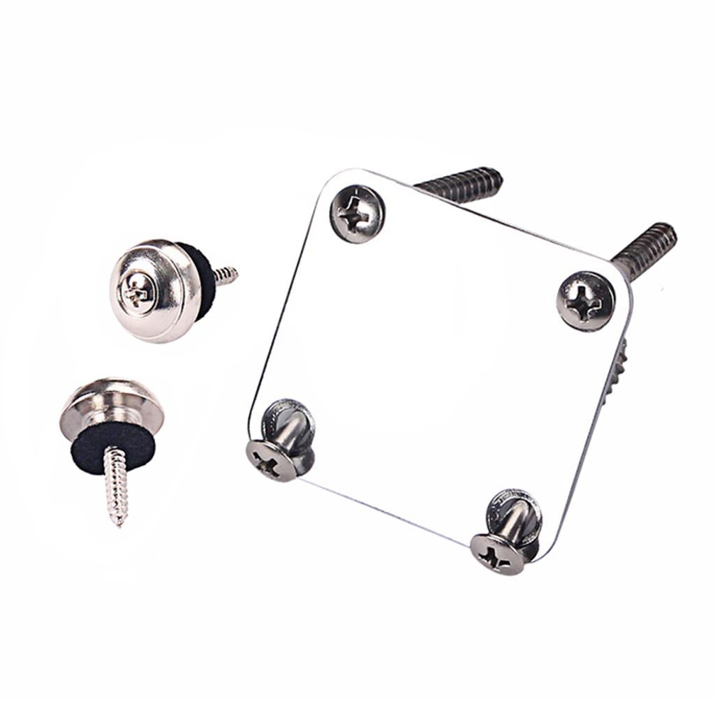 Chrome Electric Guitar Neck Plate+2pcs Strap Lock for Cigar Box Guitar Parts