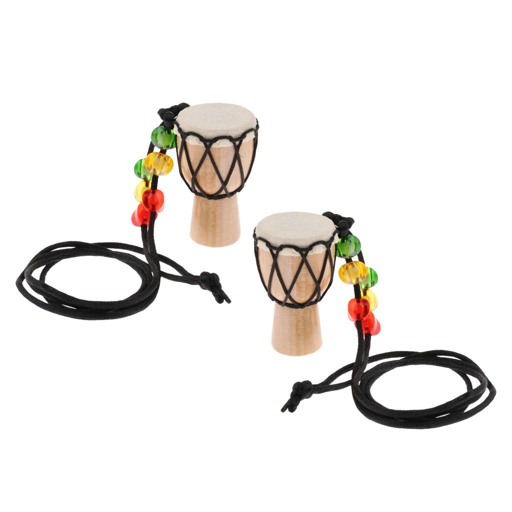 Wooden Mini Classic Drummer Djembe Percussion African Hand Drum Pendant A