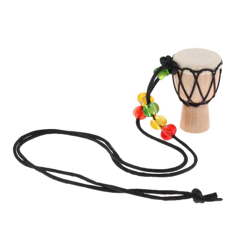 Wooden Mini Classic Drummer Djembe Percussion African Hand Drum Pendant A