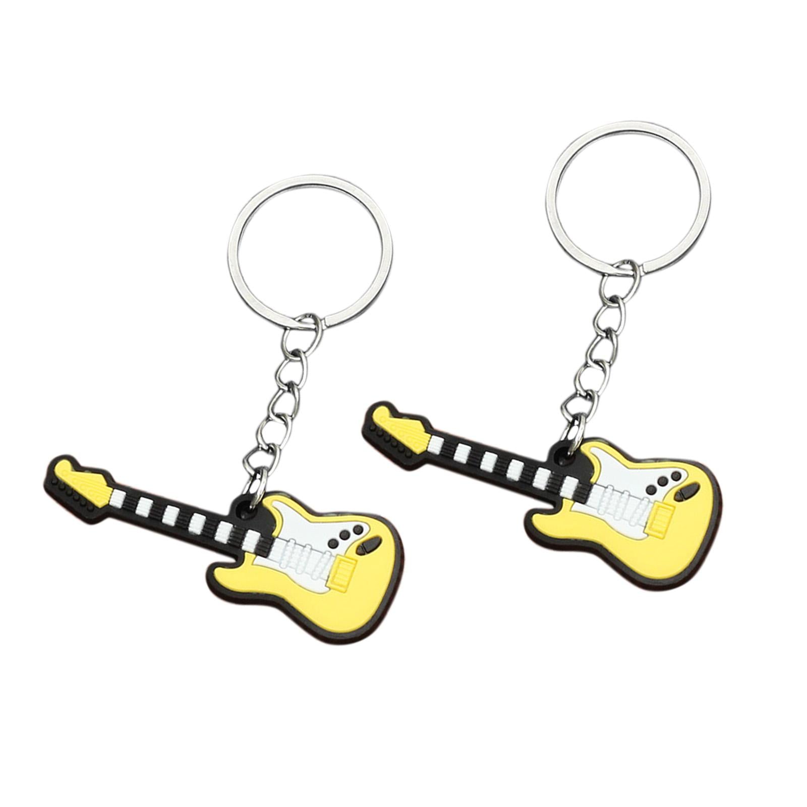 2pcs Music Key Ring Purse Bag Pendant Car Keyring Gift Electric Guitar