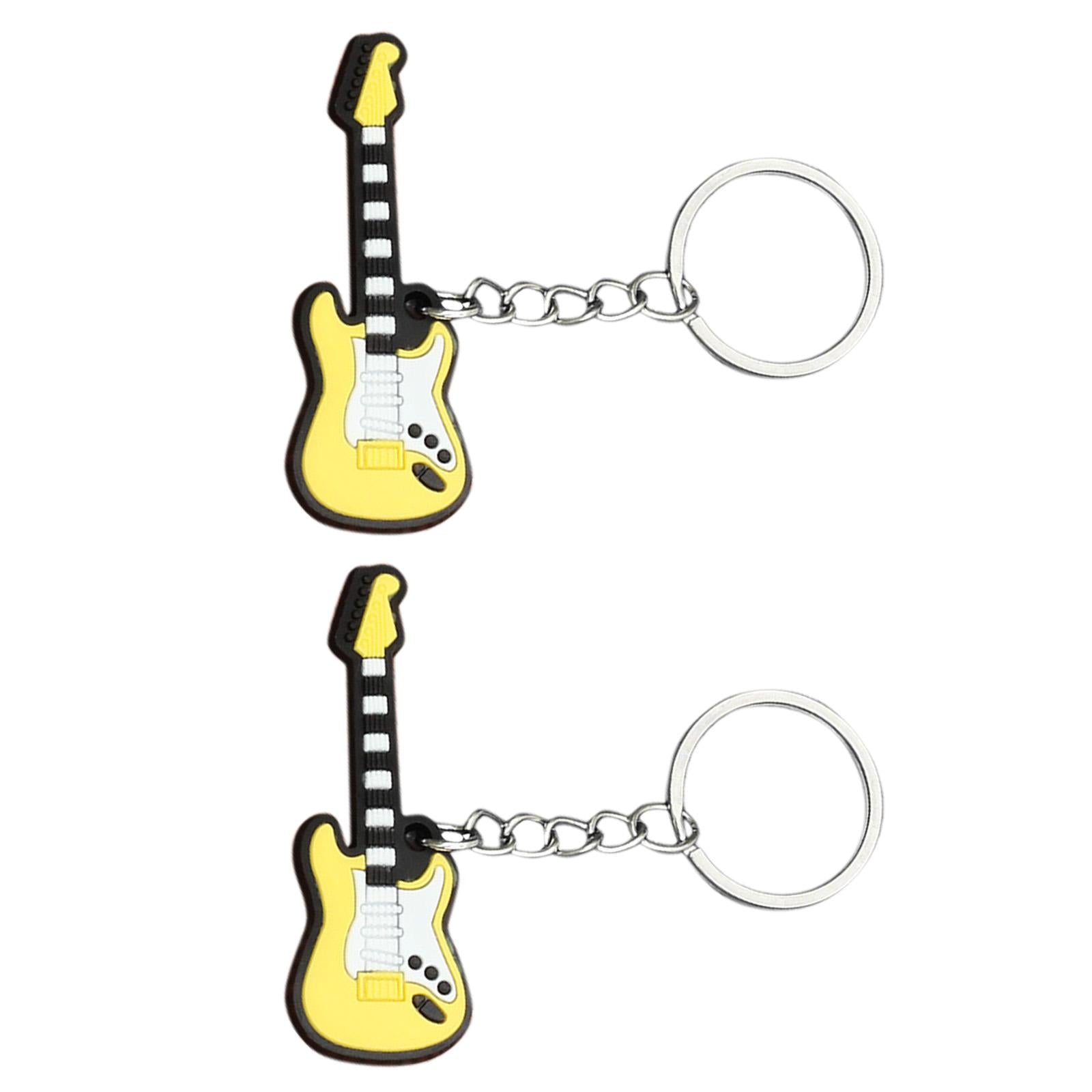 2pcs Music Key Ring Purse Bag Pendant Car Keyring Gift Electric Guitar