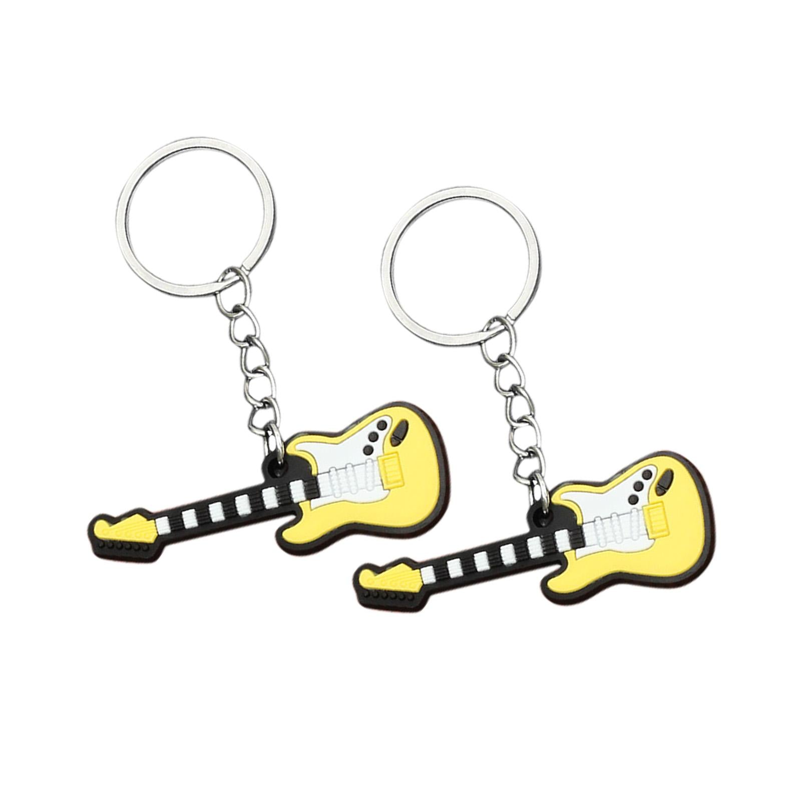 2pcs Music Key Ring Purse Bag Pendant Car Keyring Gift Electric Guitar