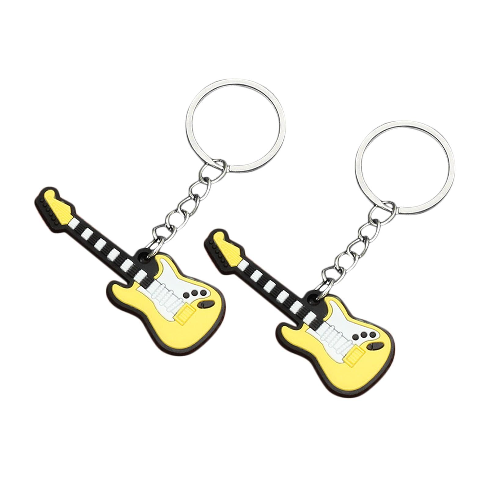 2pcs Music Key Ring Purse Bag Pendant Car Keyring Gift Electric Guitar