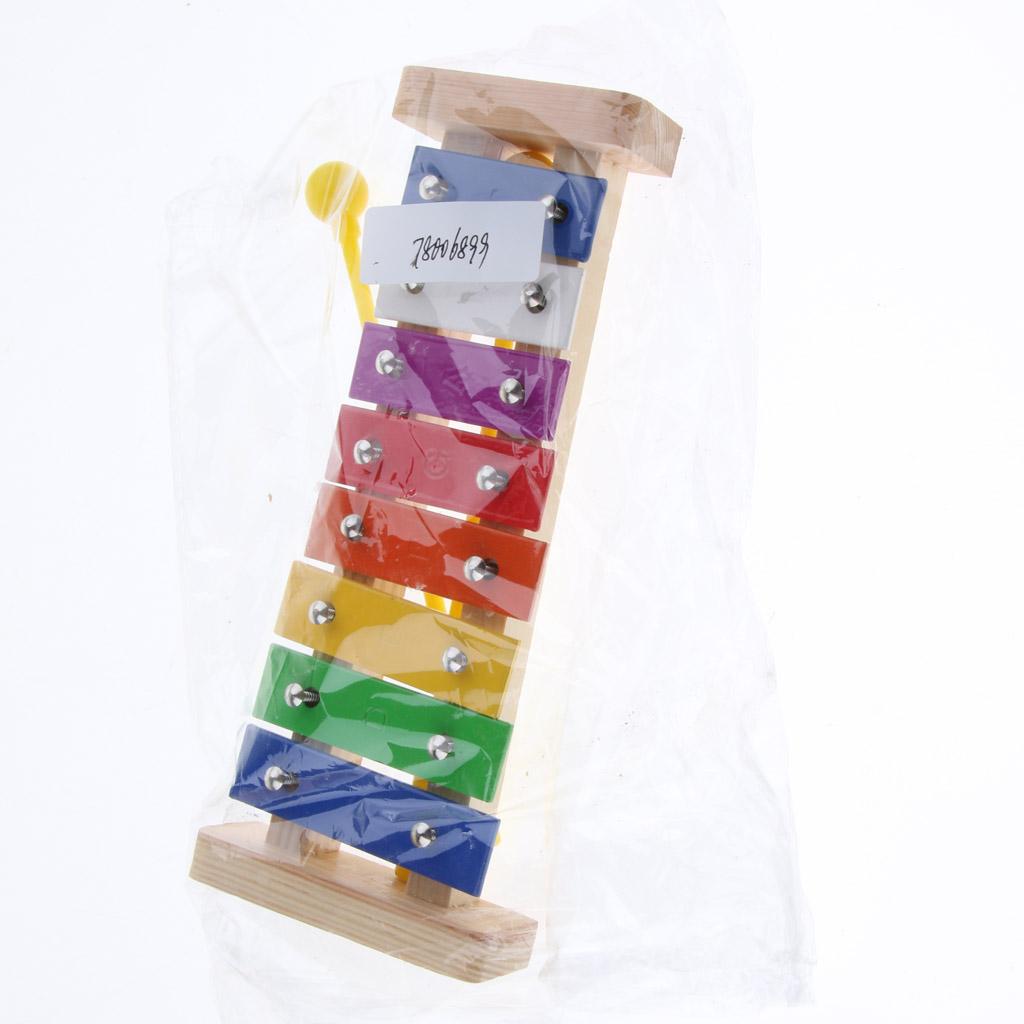 Colorful 8 Tones Hand Knock Xylophone with 2 Wooden Mallets Birthday Gift