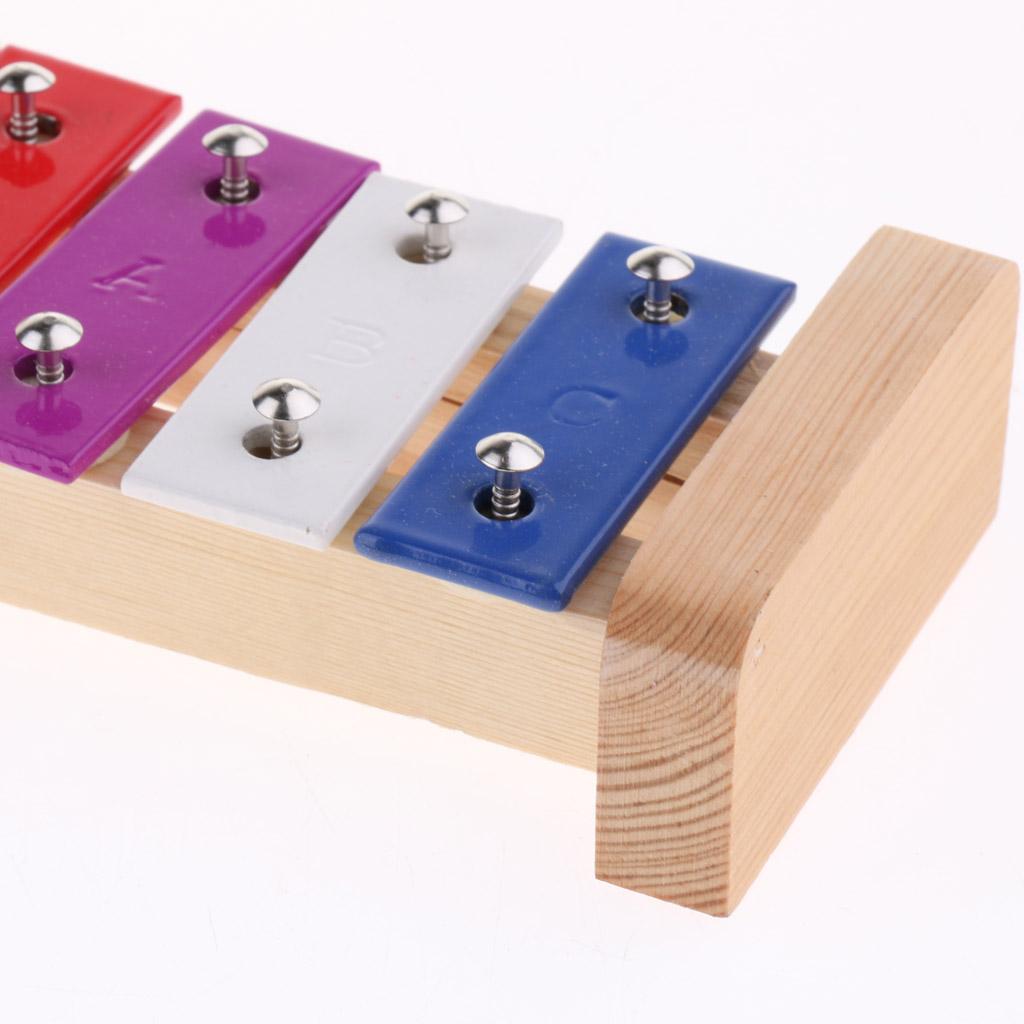 Colorful 8 Tones Hand Knock Xylophone with 2 Wooden Mallets Birthday Gift