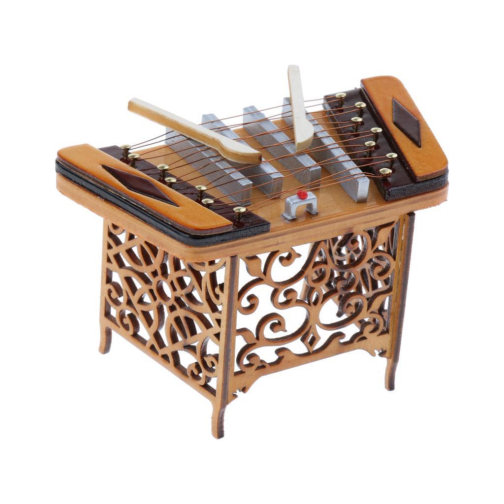 Miniature Yangqin Mini Musical Model Instrument for Kids Gift 10x6cm