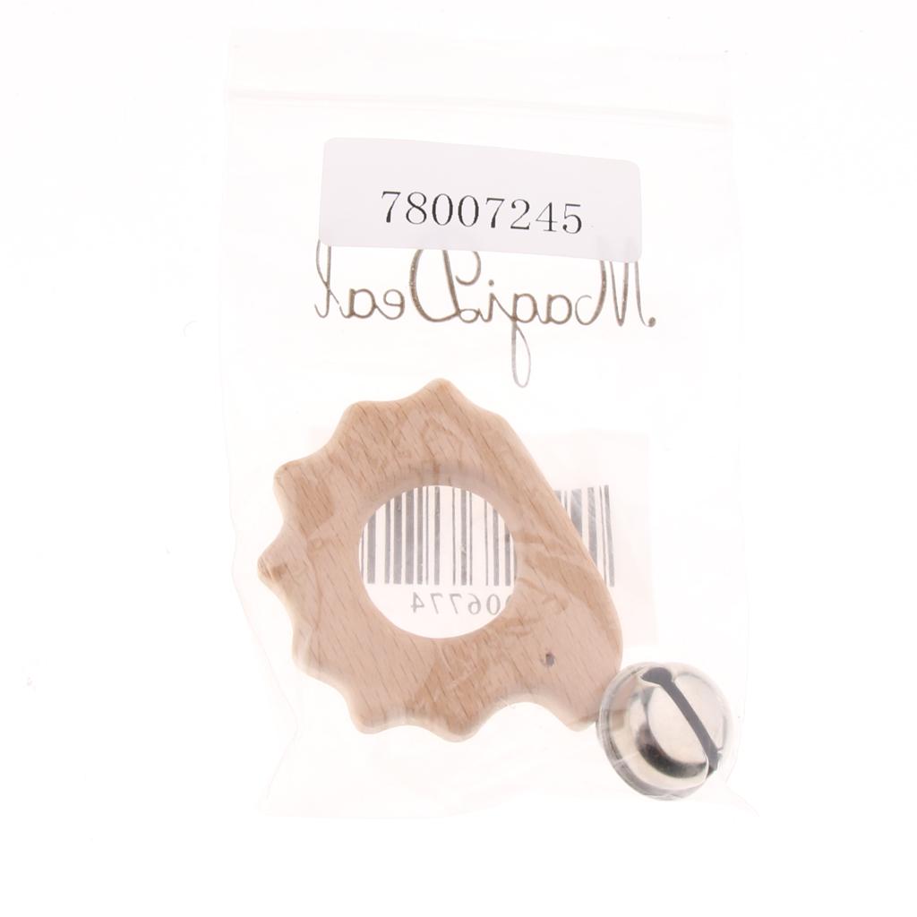 Wood Baby Handbell Rattle Grasping Toy Gifts Hedgehog