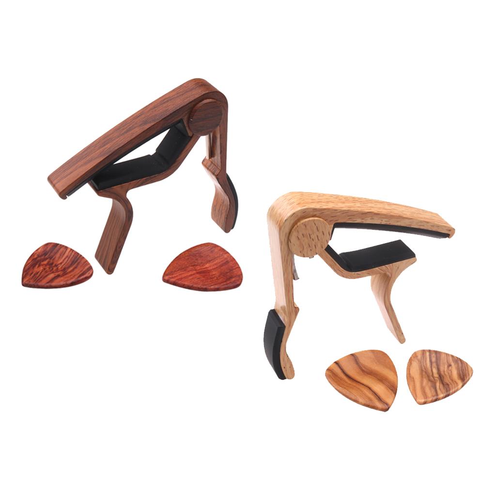 Guitar Capo with 2pcs Picks Wood