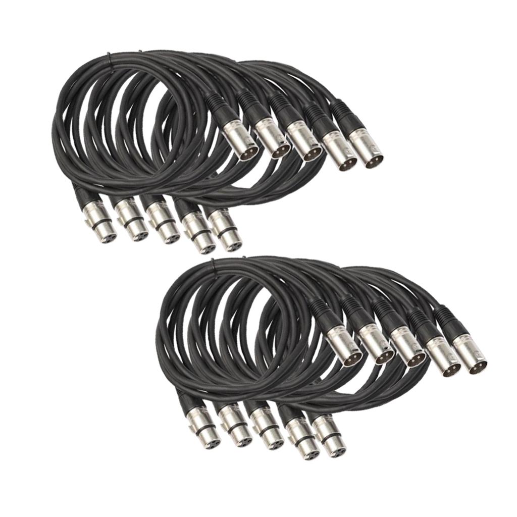 10pcs 3-Pin Cannon XLR Male to Female Cable XLR Microphone Audio Cable Cord