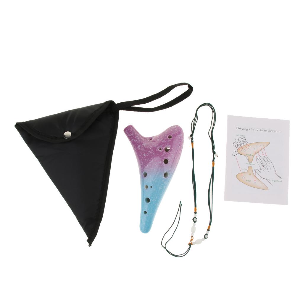 Handcrafted 12 Holes Ceramic AC Ocarina Wind Instrument A