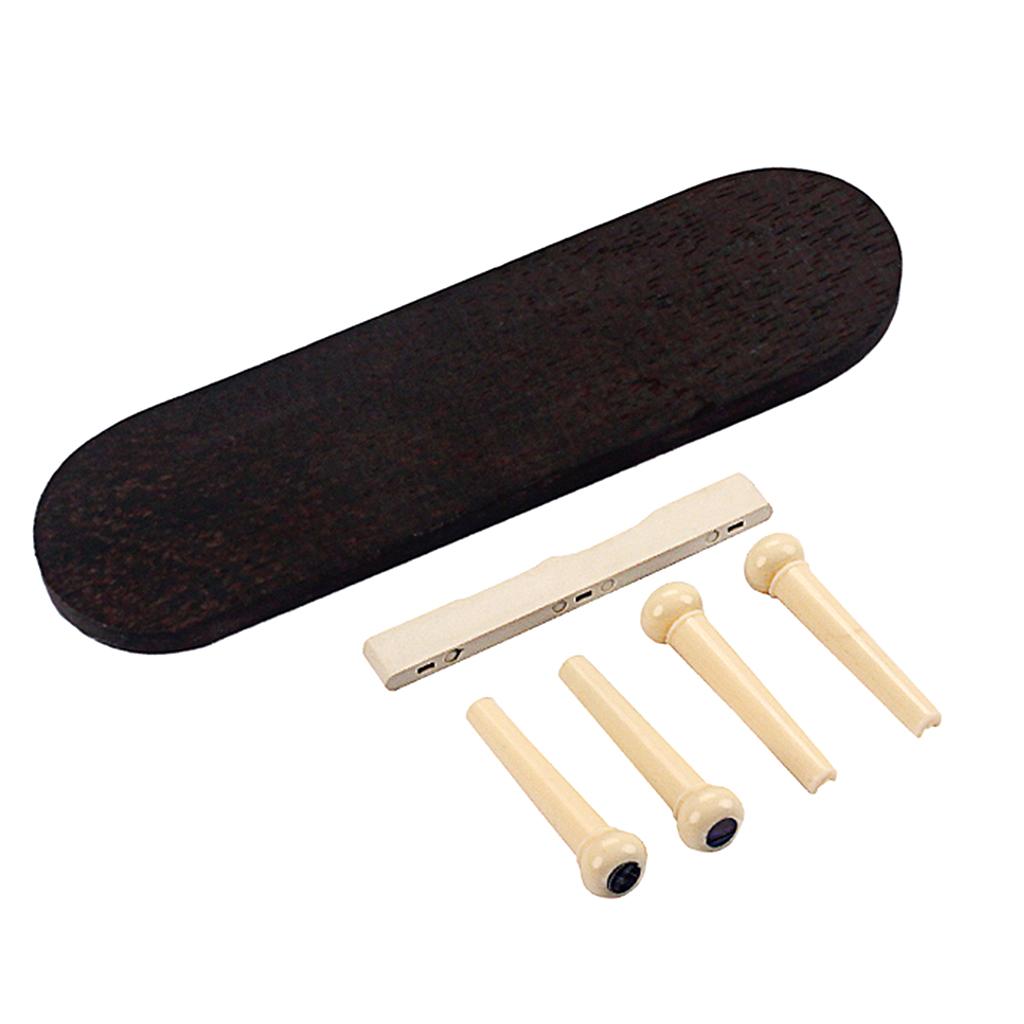 4 String Rosewood Ukulele Guitar Bridge with Saddle Nut Set for Ukulele