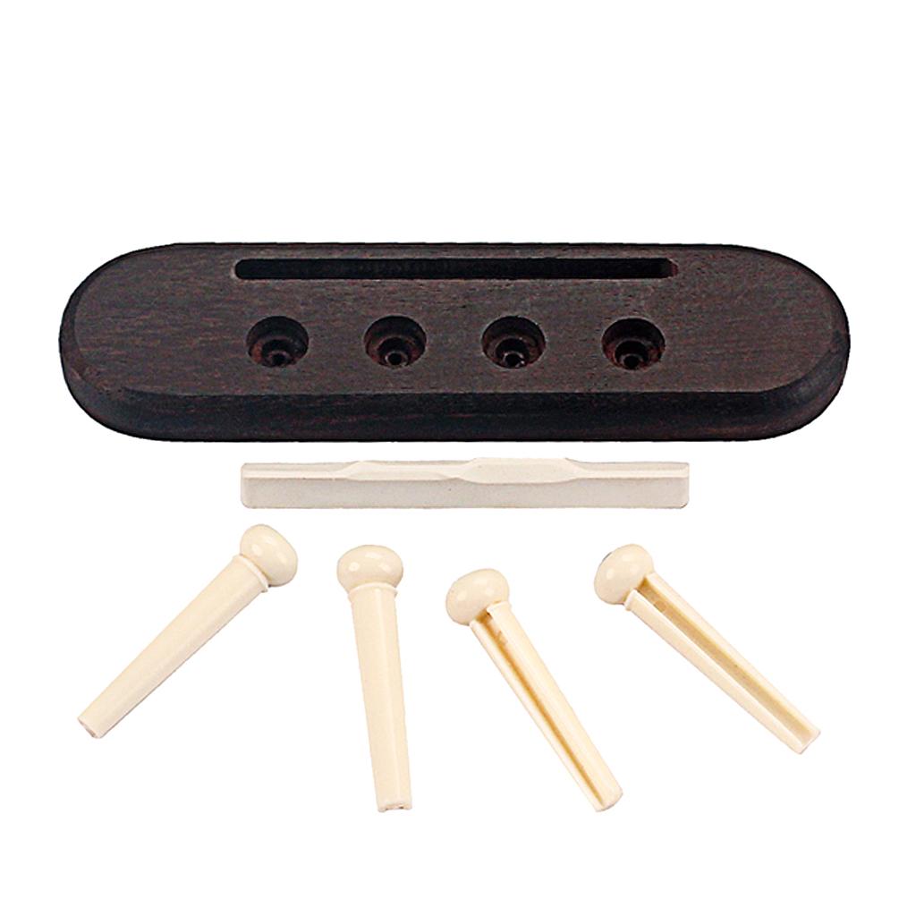4 String Rosewood Ukulele Guitar Bridge with Saddle Nut Set for Ukulele
