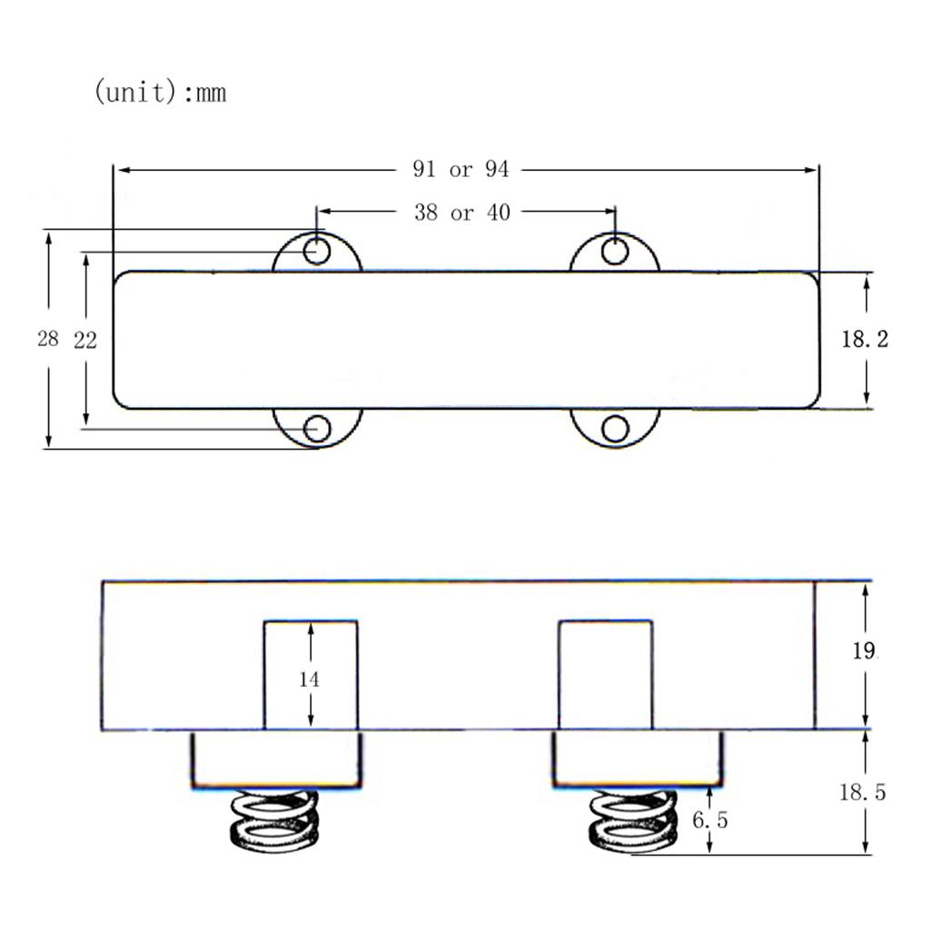 2pcs Black 4 String JB Bass Pickup Neck&Bridge for Electric Bass Parts