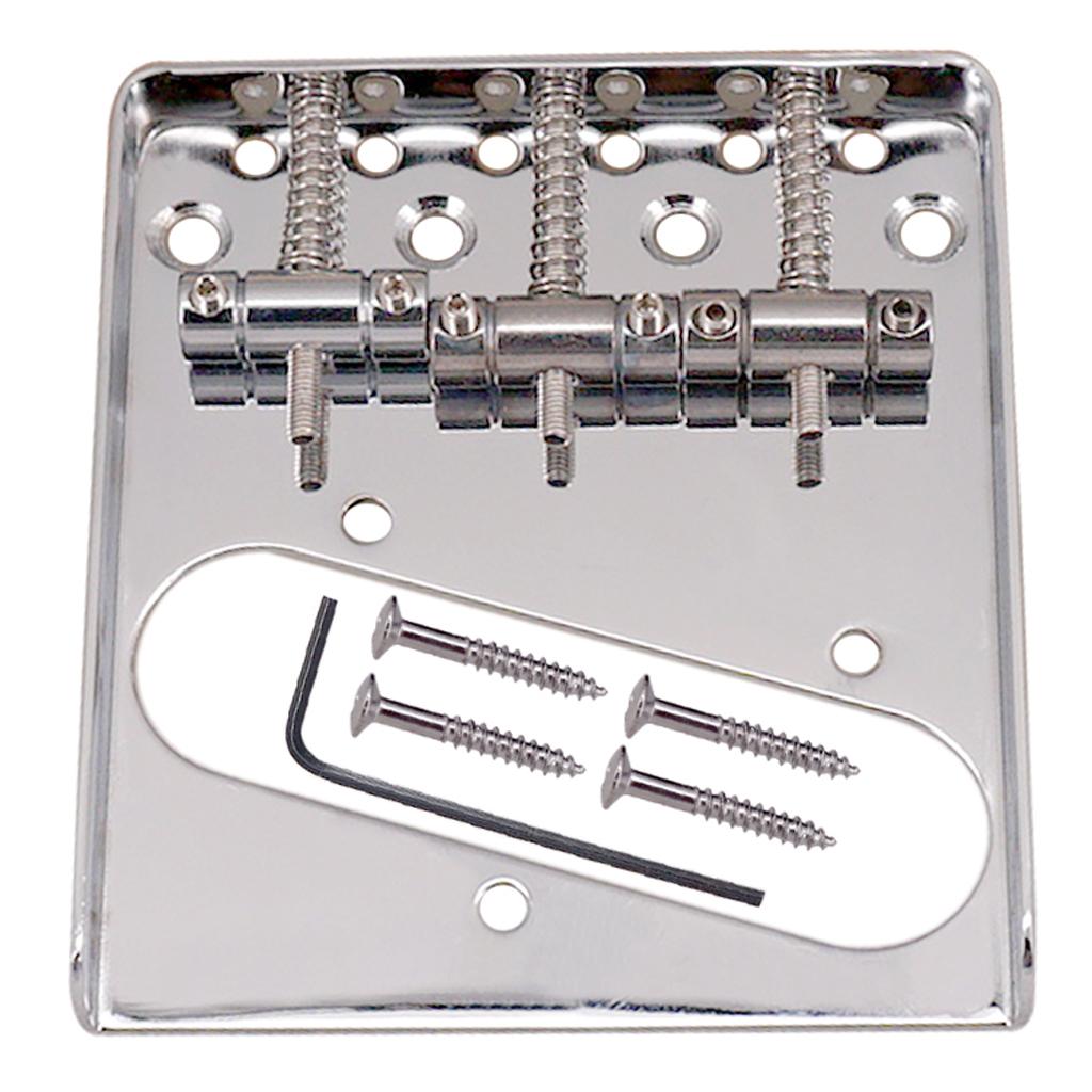 Brass 3 Saddles Bridge for Tele TL Electric Guitar Replacement Parts Silver
