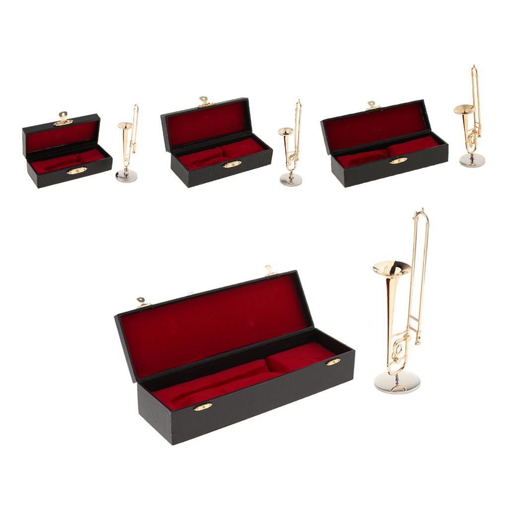 Miniature Trombone Mini Musical Instrument Model for Home Decor 1-4 Scale