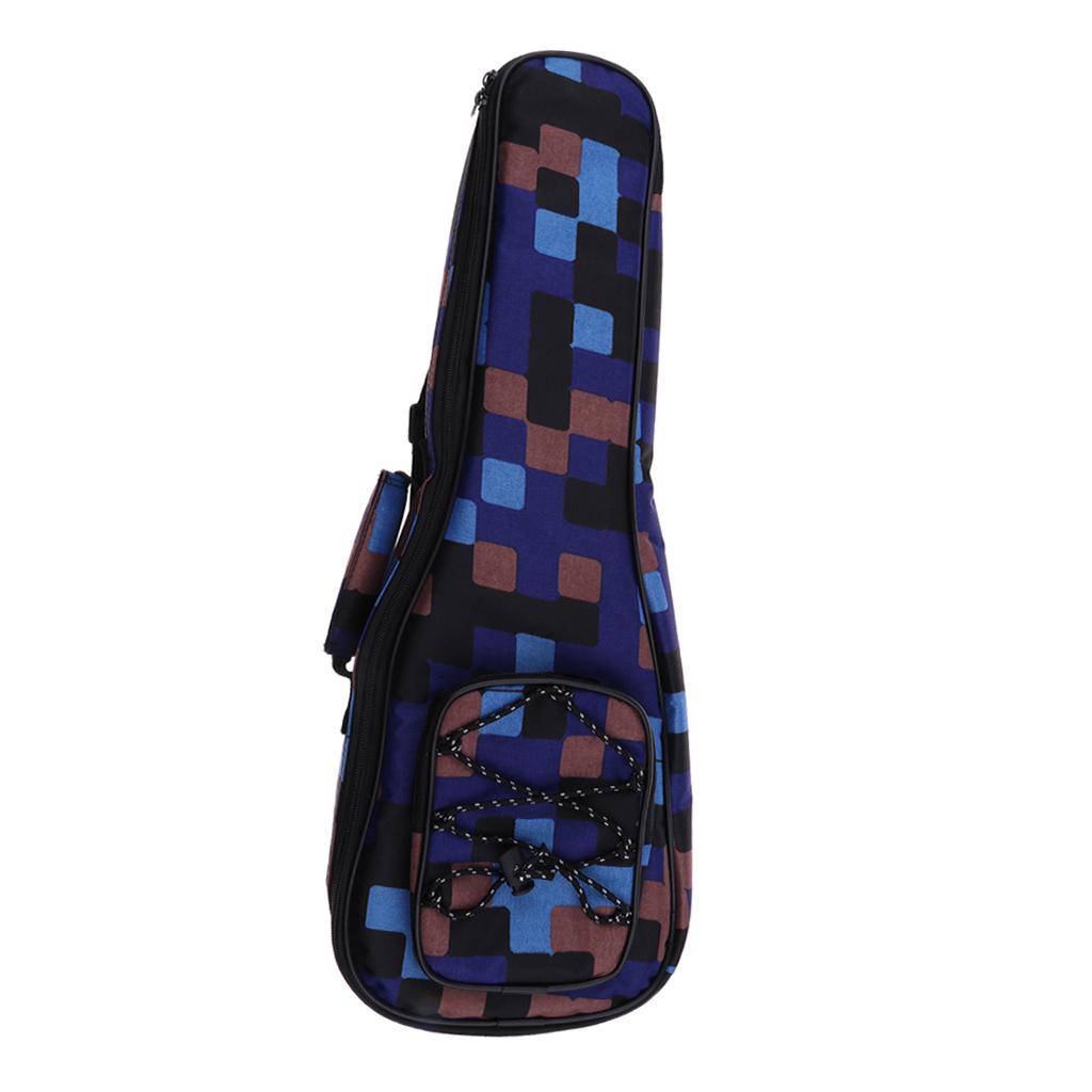 1 Piece 26inch Ukulele Guitar Gig Bag Uke Case Carry Bag Blue Grid