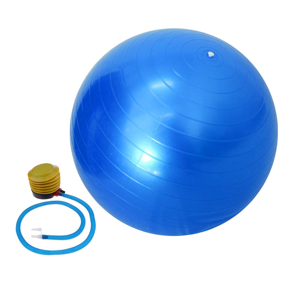 55cm Yoga Ball with Pump Anti Burst Exercise Balance Workout Fitness Blue